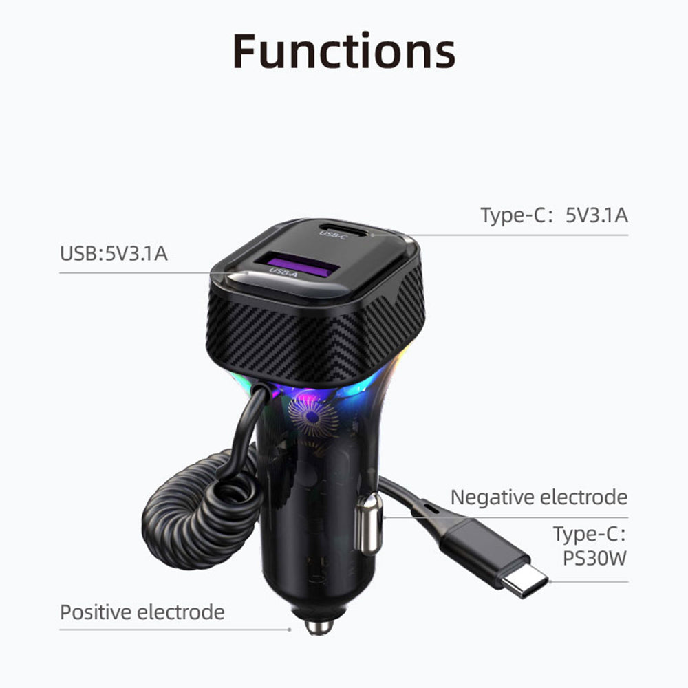 K8 USB+Type-C Dual Port QC3.0 Fast Charging Car Charger with Type-C Cable for Huawei / iPhone K8 USB+Type-C Dual Port QC3.0 Fast Charging Car Charger with Type-C Cable for Huawei / iPhone